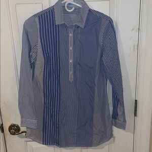 J. McLaughlin Navy and White Striped Women’s Shirt